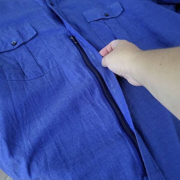 Teddy Stratford Mens NYTD Zip Fit Shirt Size XXL Blue Long Sleeve Twill Athletic - Picture 3 of 8